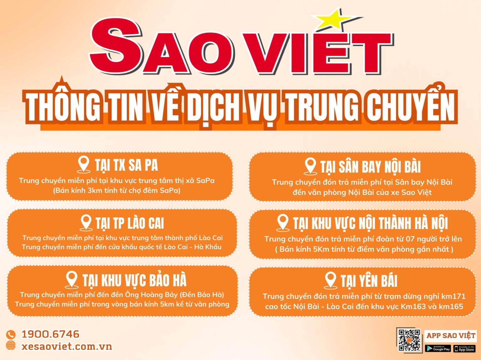 Dịch vụ trung chuyển miễn phí của xe Sao Việt.