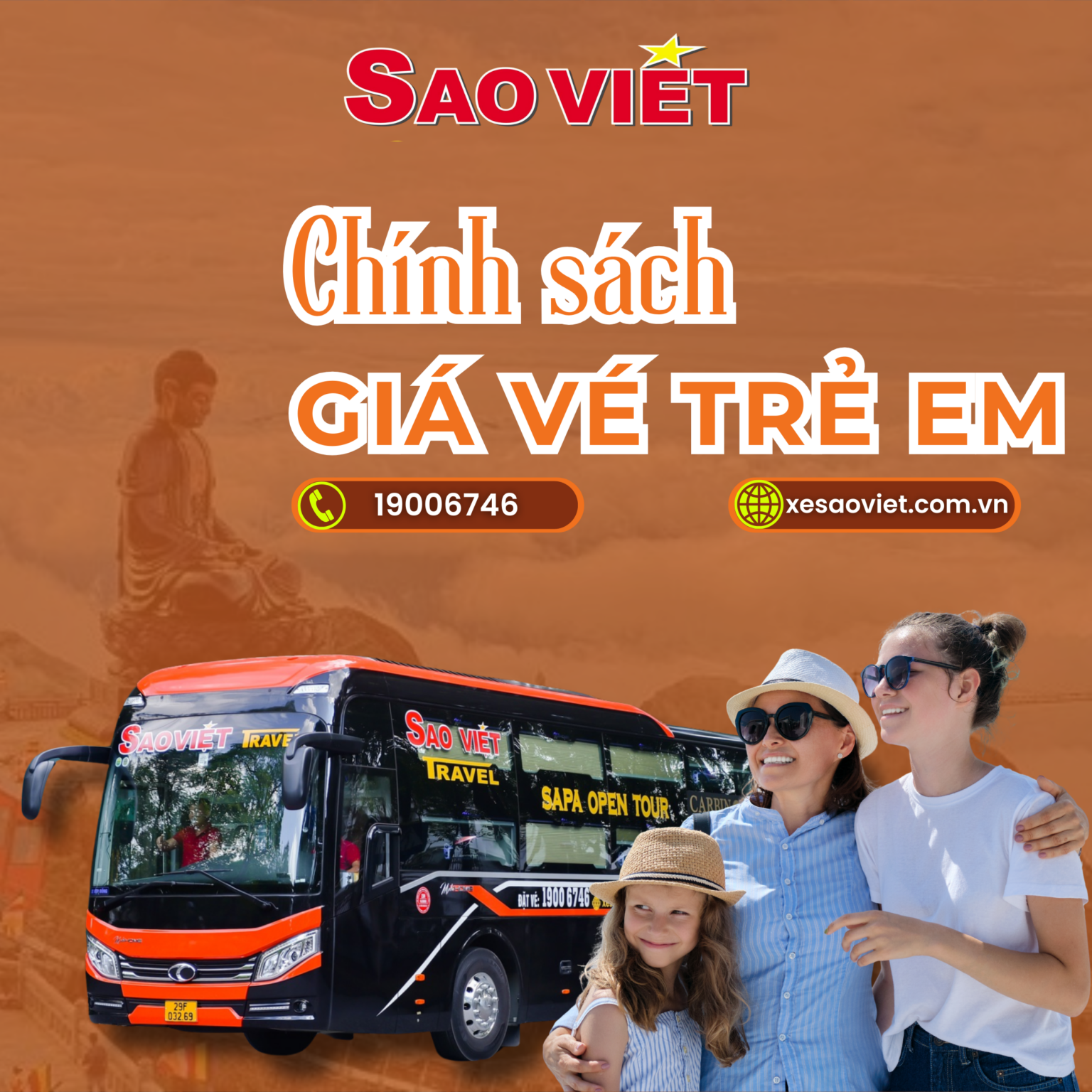 Chính sách vé trẻ em của xe Sao Việt.