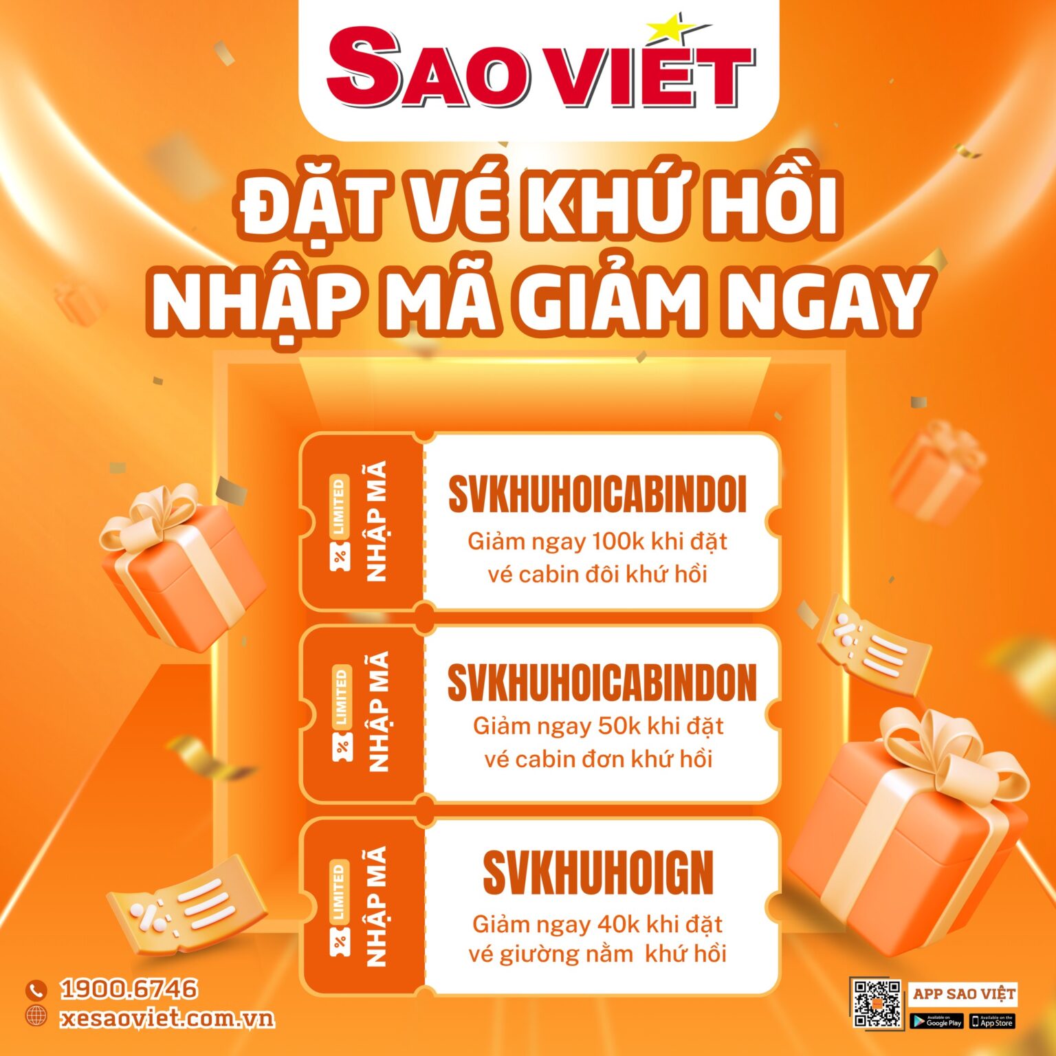 Đặt vé khứ hồi xe Sao Việt.
