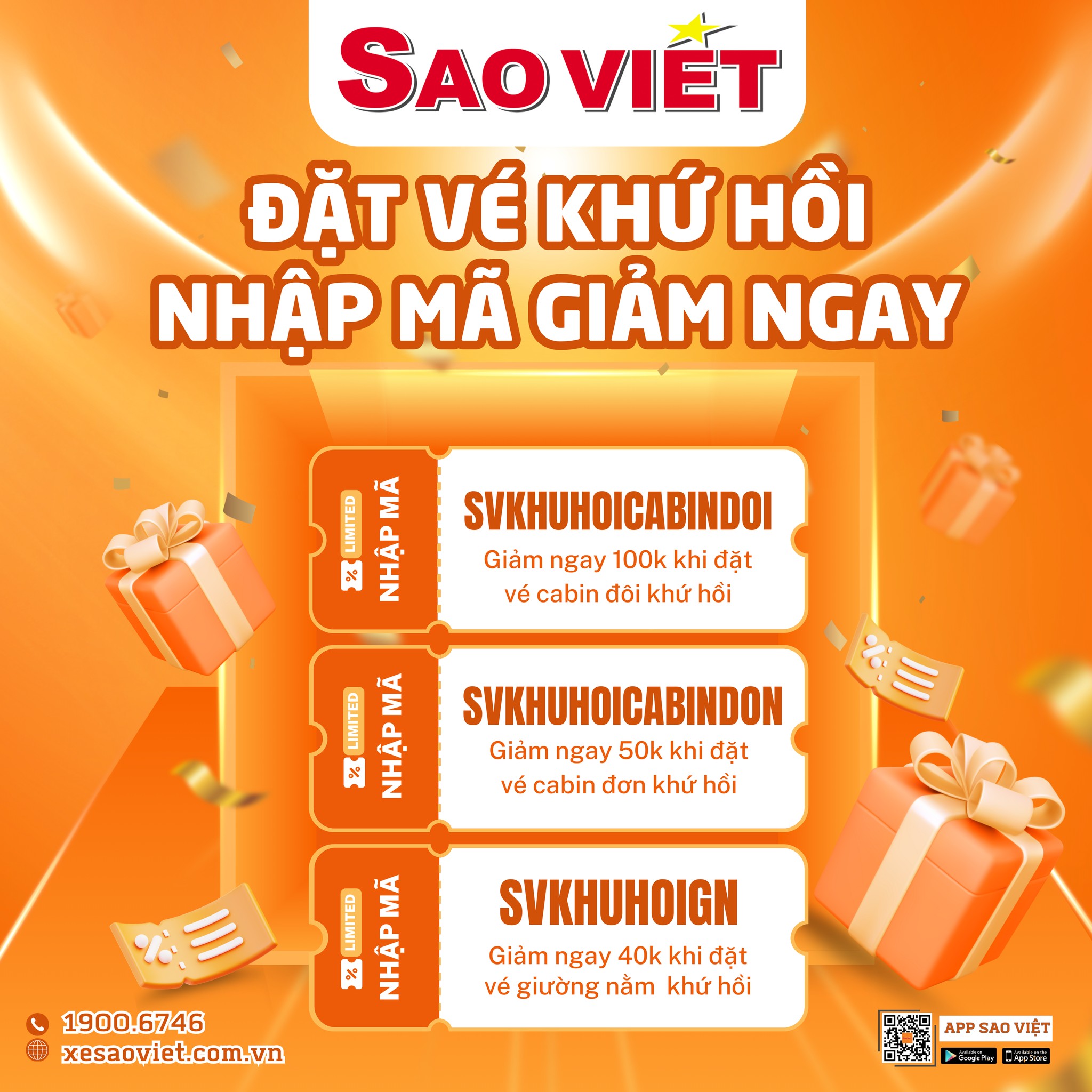 Đặt vé khứ hồi xe Sao Việt.